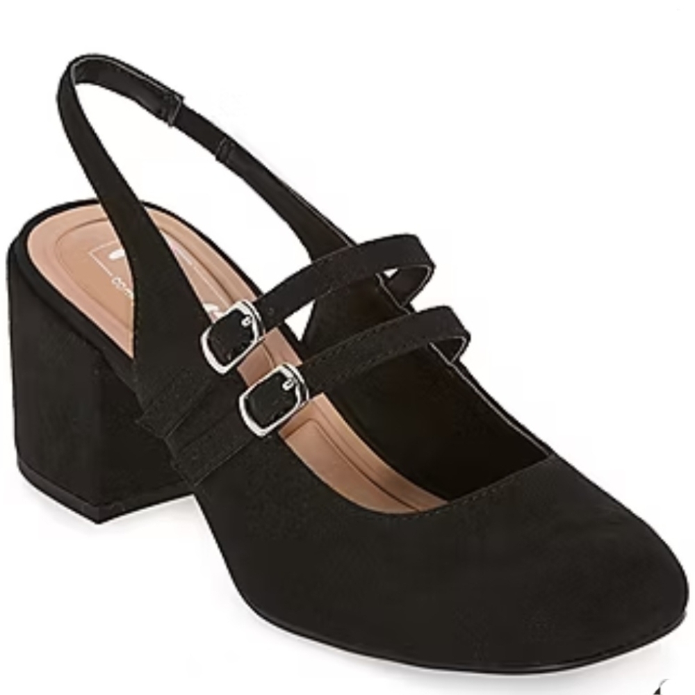 POP Womens 10 M Black Faux Suede Zaviera Mary Jane Heels NIB